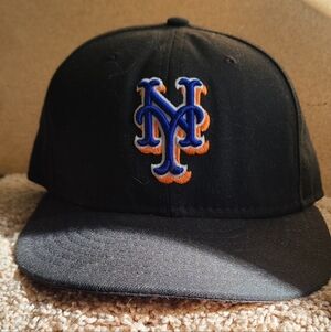 New York Mets New Era 59FIFTY Fitted Hat Black Cap 7 1/4